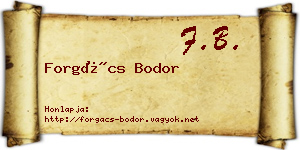 Forgács Bodor névjegykártya